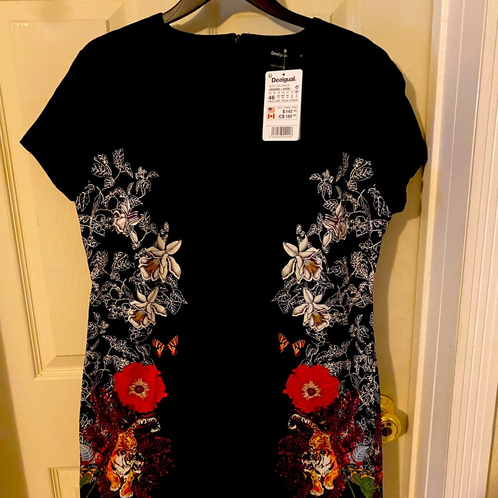 DeSigual Tigers and Flowers black mini dress
